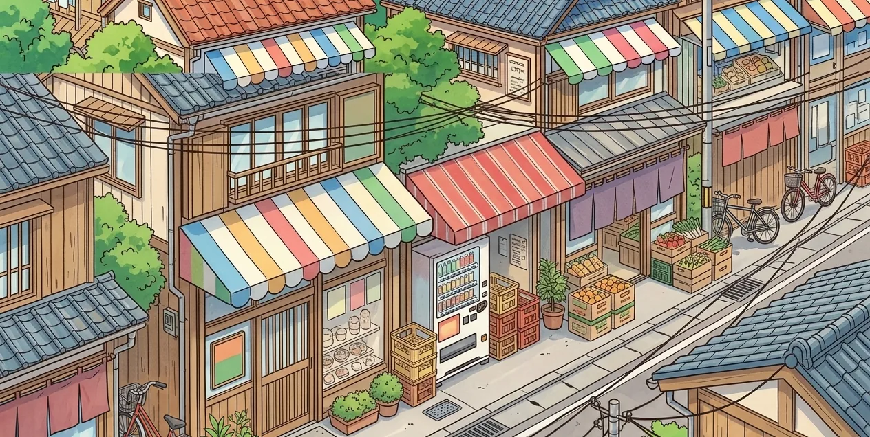商店街俯瞰（原创插画）